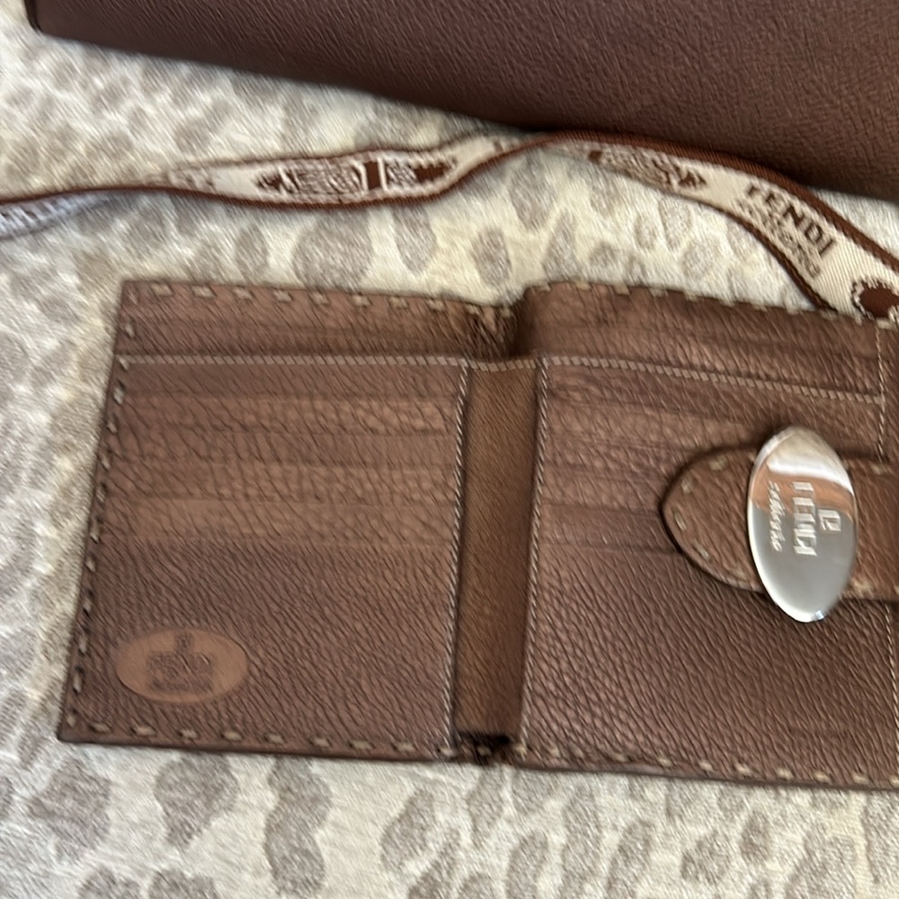Fendi Selleria Bronze pebbled leather crossbody and matching wallet set - Picture 15 of 17